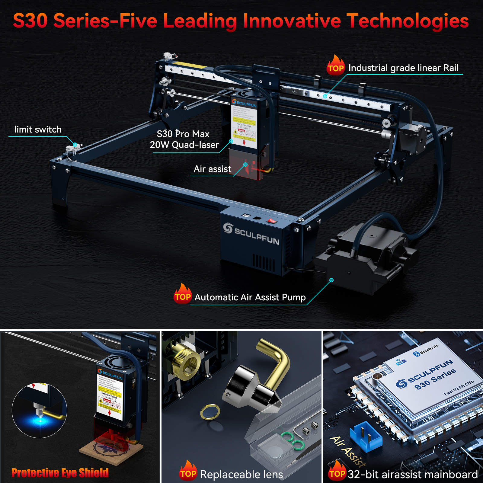 SCULPFUN S30 pro max S30 PRO S - Desktop Laser Engraver avaliação e preço