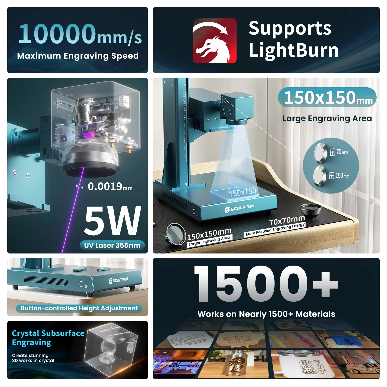 SCULPFUN V5 UV Laser Engraver  - Industrial Grade Laser Engraver avaliação e preço
